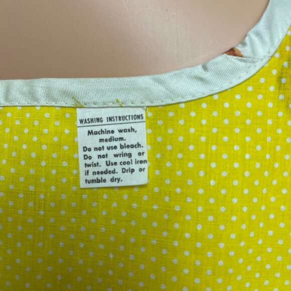 Women Yellow Orange Reversible Bib Apron Fruit Floral Pattern Vintage Autumn - Picture 13 of 14